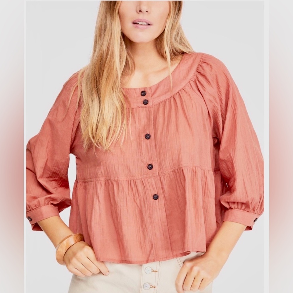 Free People We The Free Sea To Shore Top in Noble Adobe Women's Blouse Small NWT